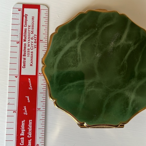 Vintage Marbled Jade Green Stratton England Empty Compact - Picture 11 of 13